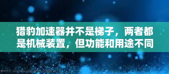 猎豹加速器并不是梯子，两者都是机械装置，但功能和用途不同。以下是详细的解释