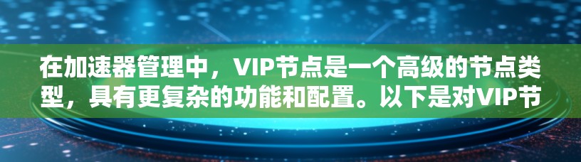 在加速器管理中，VIP节点是一个高级的节点类型，具有更复杂的功能和配置。以下是对VIP节点的详细解释