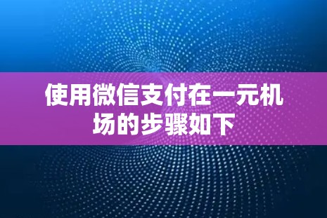 使用微信支付在一元机场的步骤如下